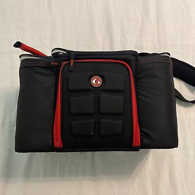 6 Pack Fitness Six Pack Travel Fit Innovator 3 Meal Prep Bag Black Red • $29.95