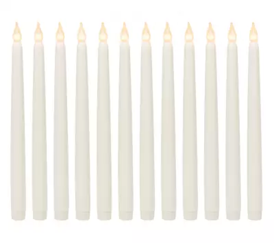 12pcs Flameless Battery Operated LED Tapered Candle 11  X 0.85  Ivory White Tall • $22.99