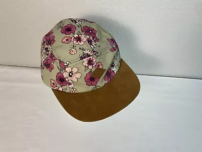 Empyre 5 Panel Hat Cap Rose Floral Print Adj Leather Strap Suede Brim ONSA • $17.95