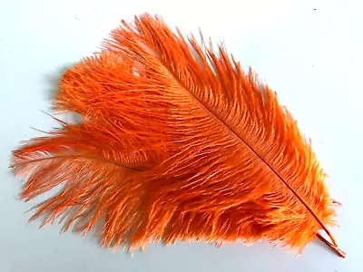 5 Pcs Bright Orange Ostrich Feathers 15-20cm Millinery Crafts Firsts Quality • $7.45