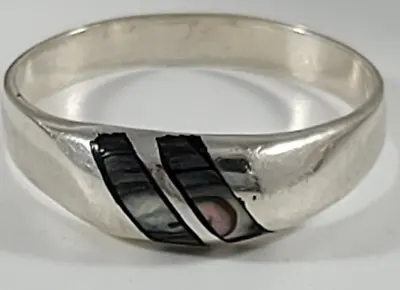 Vintage Sterling Silver 925 Ring Abalone Shell  S1ze 6.5 • $17.49