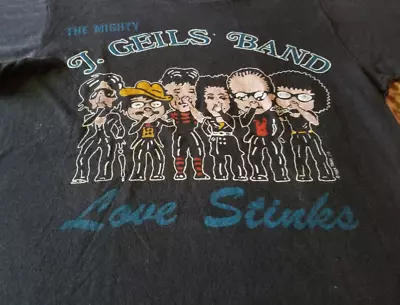 Vtg The J. Geils Band LOVE STINKS Cotton Black All Size Unisex Shirt AA1244 • $18.28