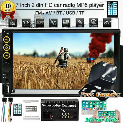 Double 2 Din 7  Car Stereo MP5 MP3 Player AUX HD In Dash Bluetooth Radio Camera • $50.40