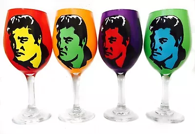 ORIGINAL Rebecca Suriano Hand Painted Elvis Presley Wine Glasses • $160