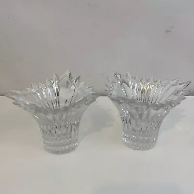 Pair Of Mikasa Germany Lead Starburst Sparkling Star Crystal Candle Holders • $16.92