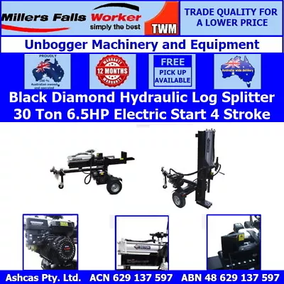 Millers Falls Black Diamond 30 Ton Electric Start Hydraulic Log / Wood Splitter  • $2046