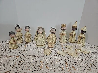 Vintage Folk Art Mexican Hand Painted Nativity -DISTRESSED-  Christian Christmas • $9.59