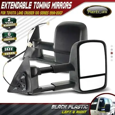 $252.99 • Buy Black Extendable Towing Mirrors For Toyota Landcruiser 100 Series 98-07