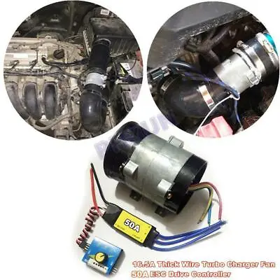 12V Car Electric Turbo Charger Boost Air Intake Fan W/ 50A ESC Drive Controller • $80.23