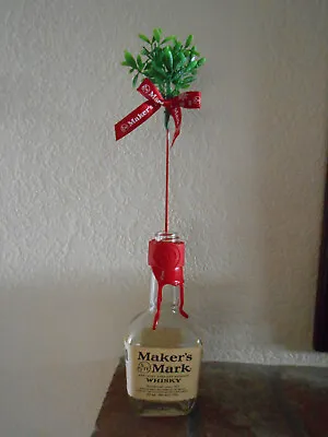 (4) Maker’s Mark Bourbon Whisky Christmas Bottle Top Mistletoe & Red Ribbon EUC • $20