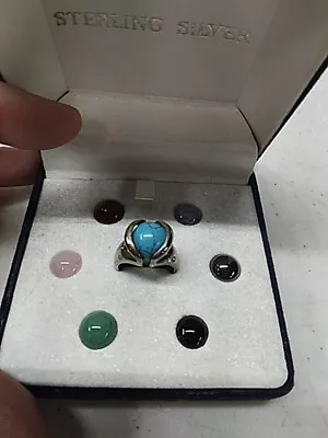 Sterling Silver Interchangeable Ring W/8 Multi Color Ball Marble Stones • $34.99