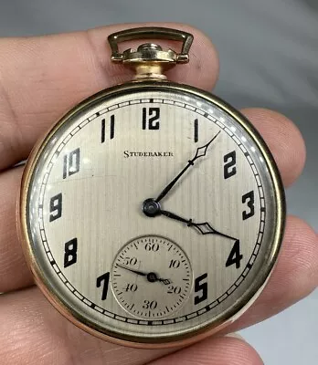 1924 South Bend Studebaker Art Deco 21j Pocket Watch 14K GF Masonic Case Repair • $145