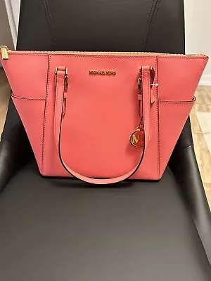 Michael Kors Charlotte TEA ROSE Tote MK Signature Shoulder Bag NWT $448 RETAIL • $115