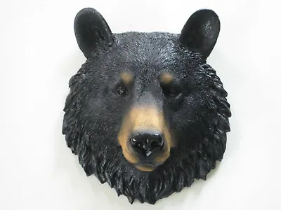 SMALL BLACK BEAR Head WALL MOUNT Decoration LODGE CABIN Log • $38.99