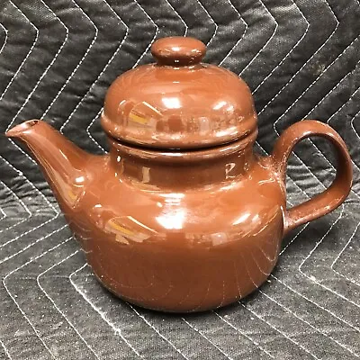Vintage Brown Glazed Teapot Unmarked Unusual Shaped • $7