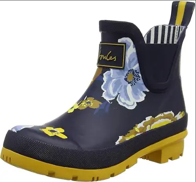 Joules Wellibob Navy Botanical Rain Boot 6M • $34.99