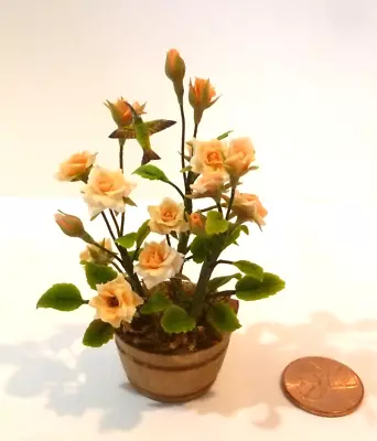 Sawat Dollhouse Miniature Exquisite Rose Bush With Hummingbird Dated 2000 • $49