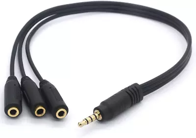 Tomost 3 Way 3.5mm Headphone Splitter Gold Plated 3.5mm TRRS Male To 3 X 3.5mm 4 • £9.52