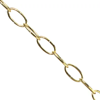 Split Oval 33.5mm Link Steel Brass Plated Chandelier Chain 7.5kg M.R.L. Per 99cm • £4.90