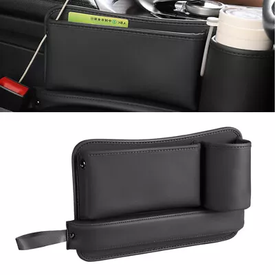 $20.23 • Buy Right Side Seat Gap Storage Bag Cup Holder PU Leather For Car Seat Gap Filler