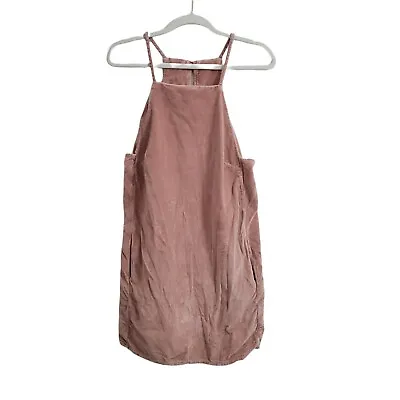 Topshop Mini Dress 8 Womens Pink Glitter Velvet Tank Slip Cocktail Party Casual • $29.95