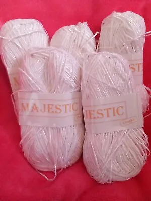 💕 MAGESTIC Delicate Satin Tape Type Knitting/Crochet/Craft Yarn -  White - 500g • £4.99