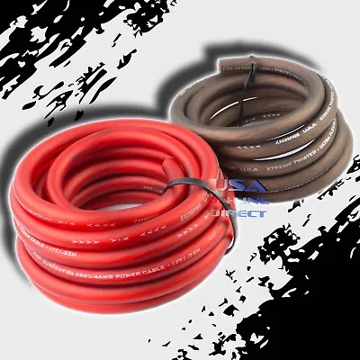 4 AWG Gauge 20ft Red + 5ft Black Flex OFC Power Wire Strands Copper Marine Cable • $49.99