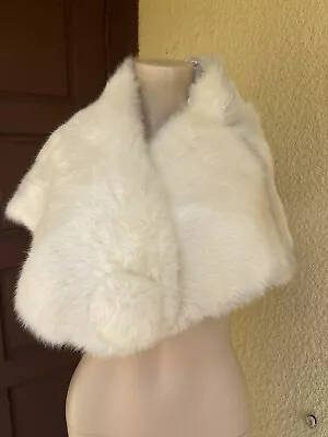 Vintage Off White Rabbit Fur Stole Shrug Cape Wedding Bridal Jacket 60's One Sz • $15