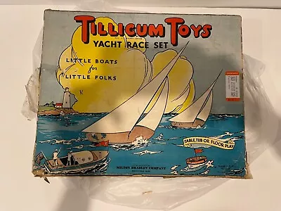 TILLICUM TOYS YACHT RACE BOAT SET NO. T-102 BOXED 1930s WOODEN SHARP! • $50