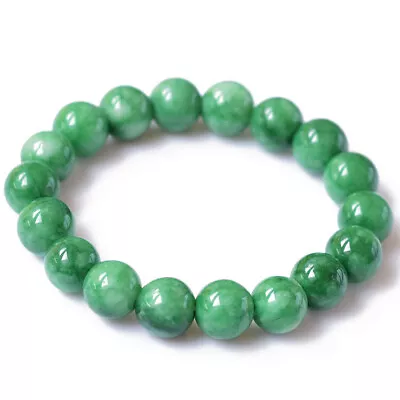 £4.59 • Buy Natural Cold Jade Crystal Bead Men Women Lucky Charm Energy Bracelet Bangle UK