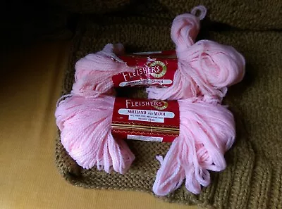 FLEISHER'S 7 Skeins 2 Oz PINK Shetland Wool Vintage Stock 14 Oz  • $42.14