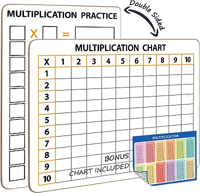 Dry Erase Multiplication Chart Whiteboard 9 X 12 Multiplication Table L Double • $11.09