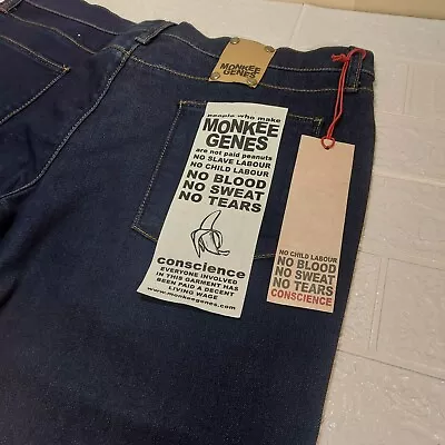 Mens MONKEY GENES Denim Jeans - Classic Skinny - 34 Regular - BNWT - Dark Navy • £34.99