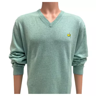 Masters Clubhouse Collection Italian Cashmere Light Green And Grey V-Neck Sweate • $879.99