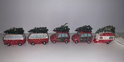 Retro VW Camper Bus Van Car Christmas Ornament Lot Of 5 Tree On Cars 3” • $40.96