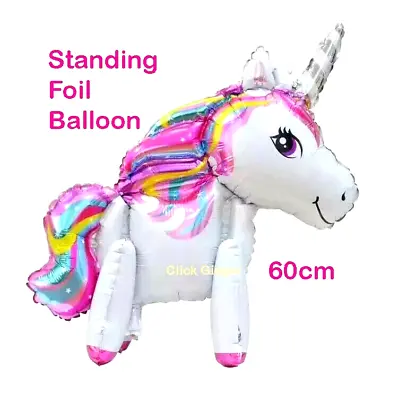 Unicorn Balloon 3D Standing 60cm Rainbow Carousel Pony Decoration • $4.95