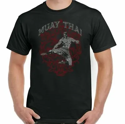 MUAY THAI T-SHIRT UFC MMA Martial Arts Thailand Training Top Gym TIGER Gloves • £10.94