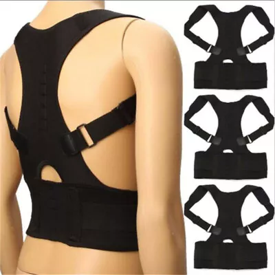 Neoprene Magnetic POSTURE Corrector Bad Back Lumbar Shoulder SUPPORT Belt Brace • £7.19