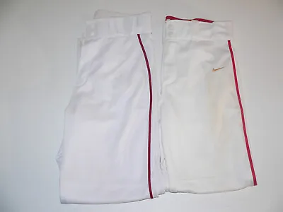 Lot Of 2 Baseball Pants White/Red - Nike Swingman Youth XL And Majestic Small 16 • $12