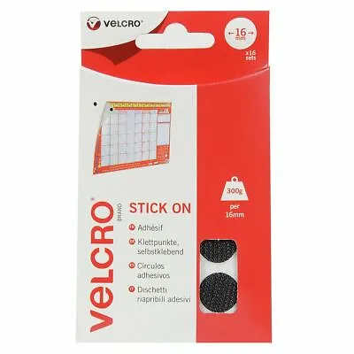 Velcro Stick On Pads - Round Coins - Black Or White 16mm • £5.41