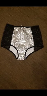 Womens Metallic Shorts Hot Pants Shiny Rave Festival Dance Shorts Costume • £15