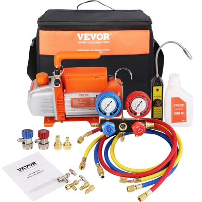 $131.99 • Buy VEVOR 1/4 HP HVAC Vacuum Pump And Gauge Set 4.5 CFM Manifold Gauge Kit With Hose