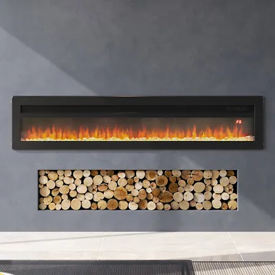 37/40/50/60/70inch Electric Fireplace LED Wall Mounted Inset Fire Remote Heater • £159.99