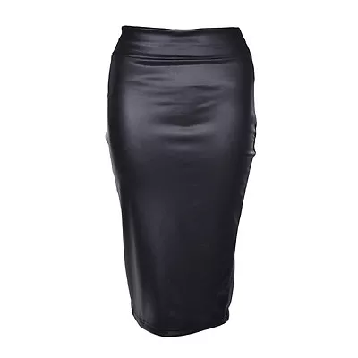 Womens PU Leather High Waist Knee Length Straight Package Hip Pencil Skirt Dr*co • $13.02