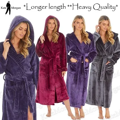 Ladies Dressing Gown LONG LENGTH Luxury Shimmer Fleece Hooded GOWN NEW STOCK 21 • £19.99