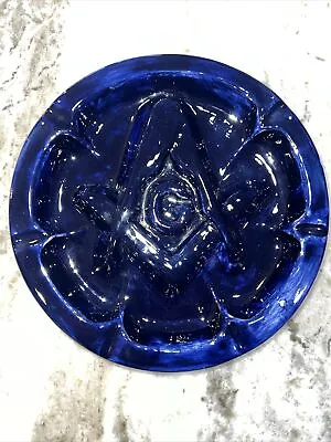 Vintage MASONIC FREEMASON Ceramic Ashtray Cobalt Blue Excellent Condition • $8