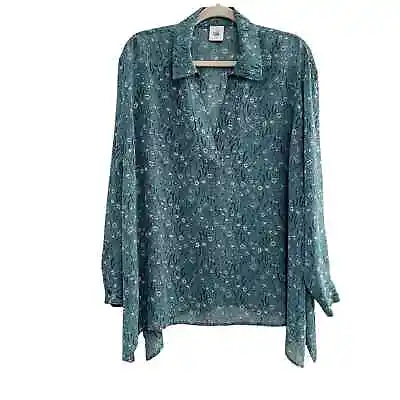 CABI Women's Size M Chase Blouse Sheer Field Of Flowers Style 3761 Workwear  • $17.99