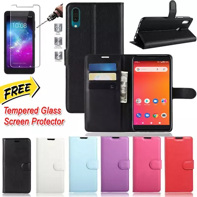 Premium Leather Wallet PHONE Case TPU Cover Optus X Power 2 + Tempered Glass SP • $8.49
