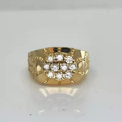 2Ct Lab-Created Diamond Round Cut Men's Nugget Band Ring 14K Yellow Gold Plated • $130.19