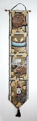 Tapestry Bell Pull -  Cabin Fever  Rustic Wildlife Bear Moose - Made In USA  • $24.29